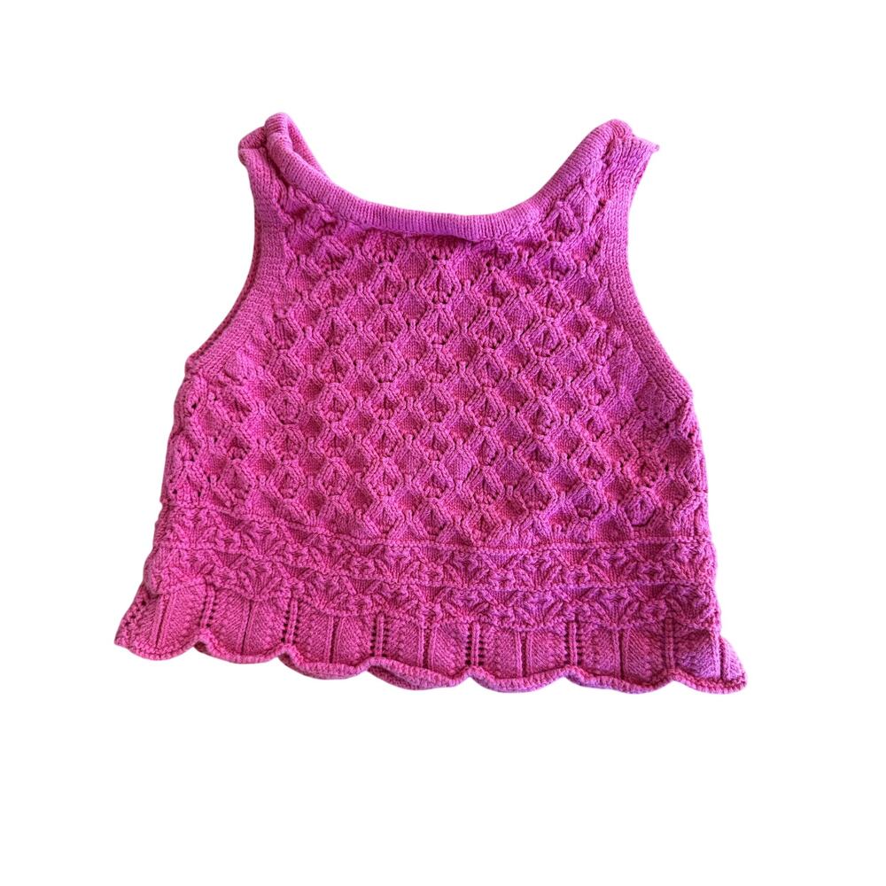 zara baby girl pink crochet knit tanktop spring summer 18 months